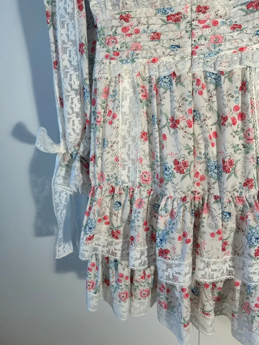 Anthropologie Stellah SZ L White Floral Dress Romantic Cottage Boho Coquette - Picture 8 of 16